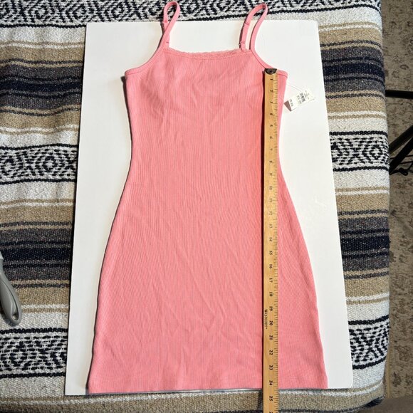 NWT Aerie Light Pink Ribbed Mini Dress With Lace Trim Size Extra Small - Picture 7 of 9